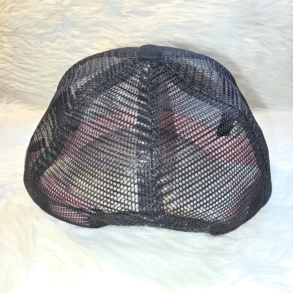 Trucker Hat BUU Black  Baseball Cap Adjustable Snapback Pink Mesh Back Anime